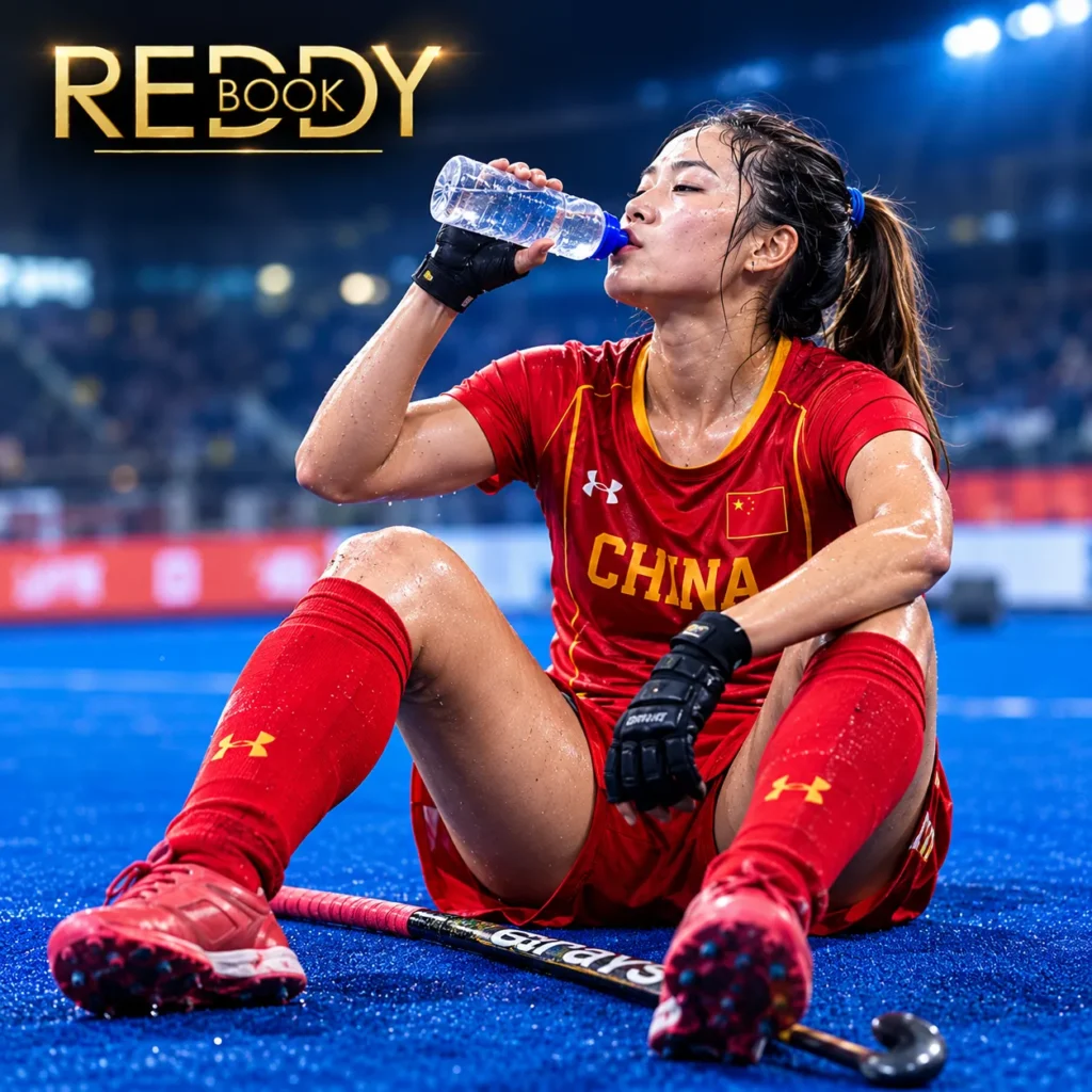 India vs China Hockey 2026 girl drinking water with reddyanna