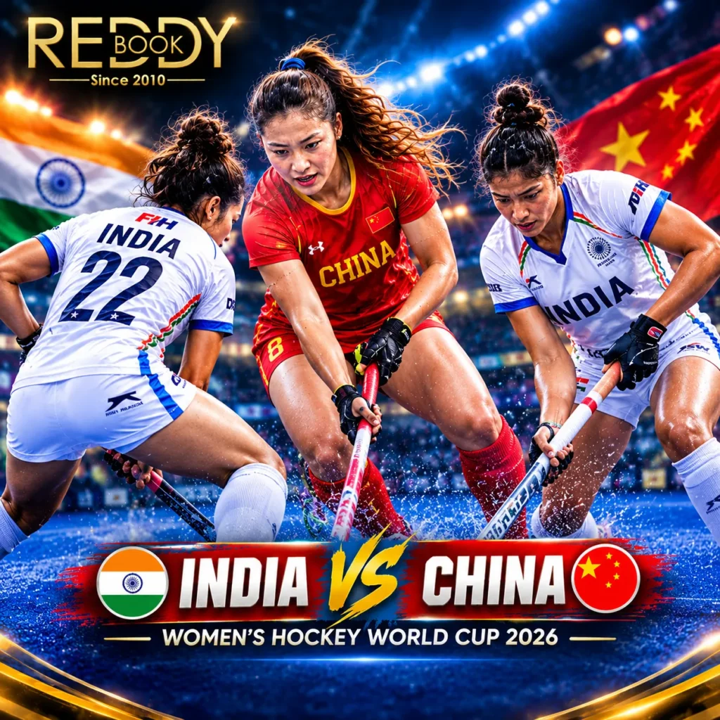 India vs China Hockey 2026 girl trying to hit the ball with reddyannaai